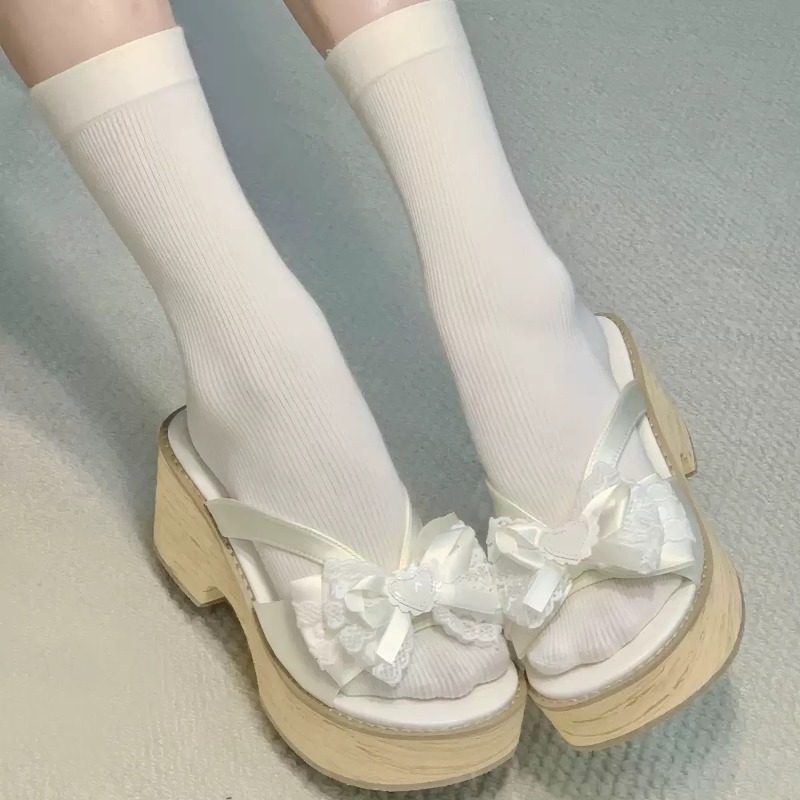 Sweet Bow Wood Grain Thick Bot - огляд і ціна Geta Wooden Sandal