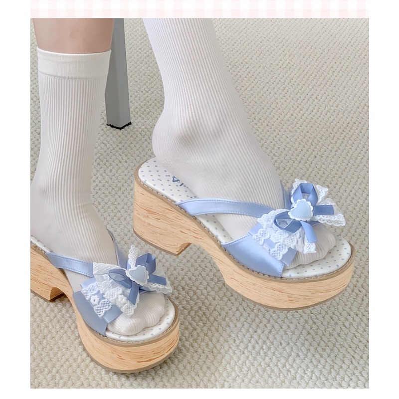 Sweet Bow Wood Grain Thick Bot - огляд і ціна Geta Wooden Sandal